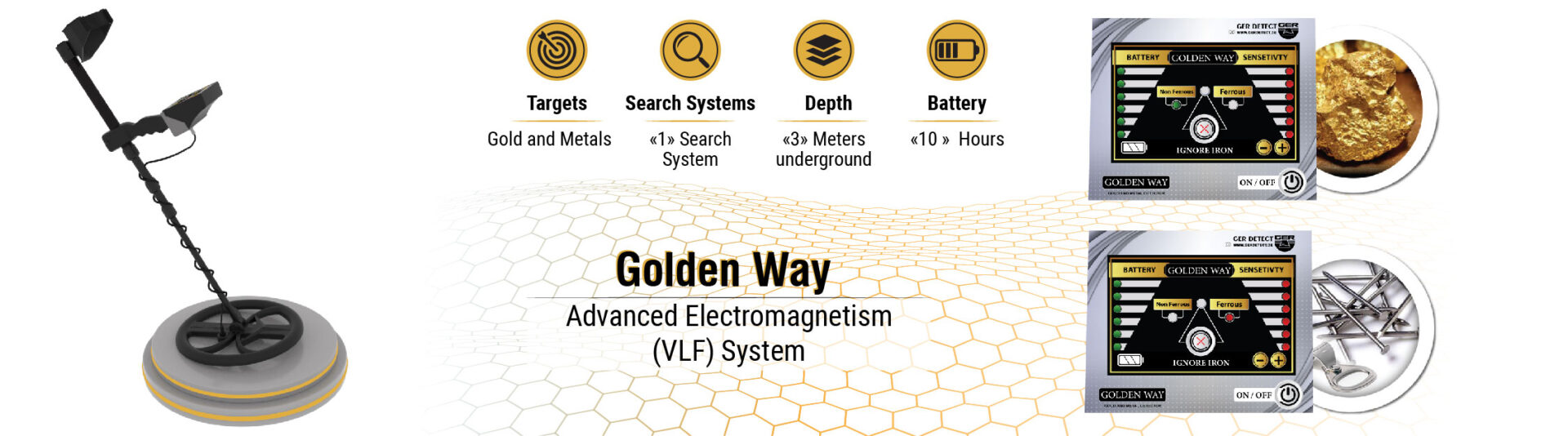 Detector de metales Golden Way profesional de alta precisión, alcance hasta  3 metros de profundidad